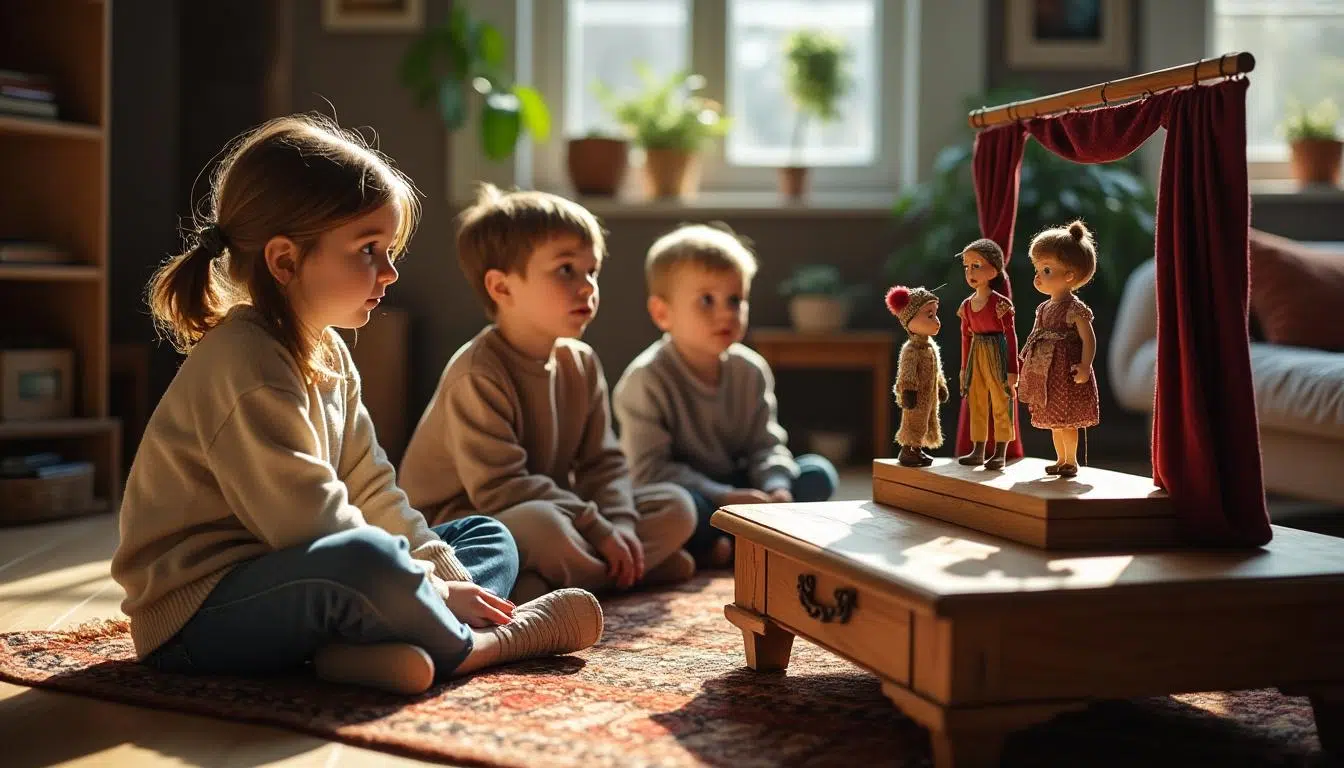découvrez comment un spectacle de marionnettes maison stimule l'imagination, favorise le langage et renforce le lien parent-enfant pour un développement harmonieux.