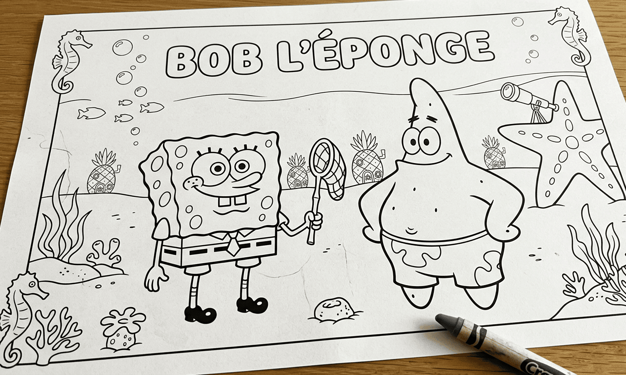 Coloriage : Bob l&rsquo;éponge, une méthode amusante pour renforcer la motricité fine