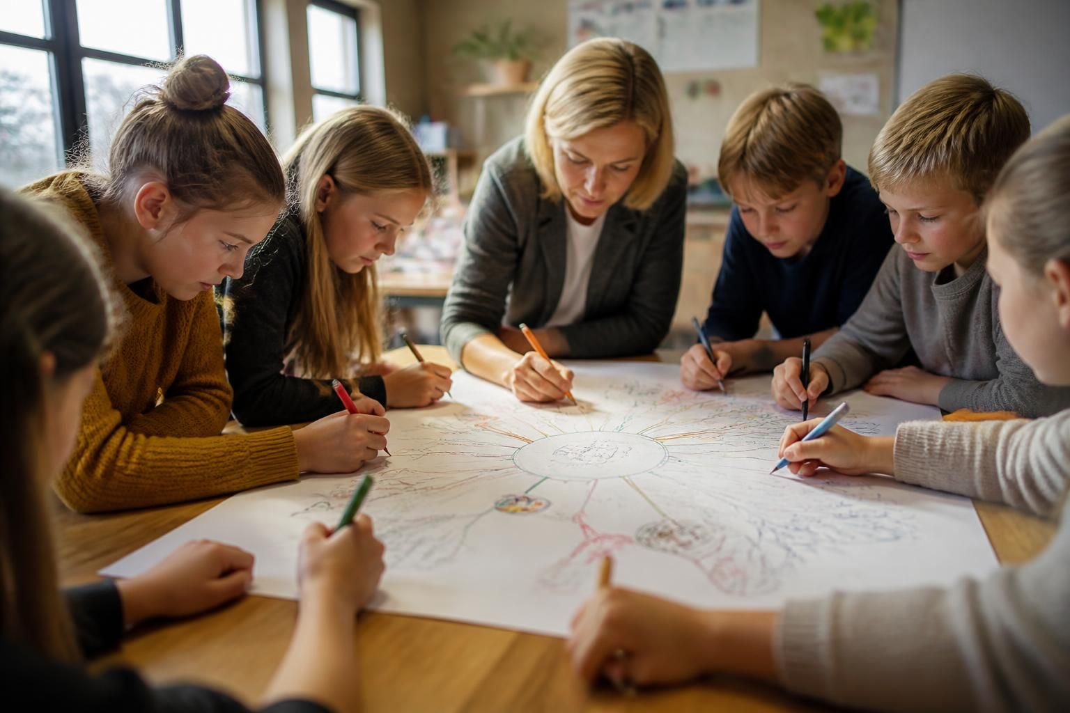 découvrez comment le dessin collectif sur une grande feuille peut servir d'outil efficace de communication et de collaboration en classe, favorisant l'expression et l'apprentissage des élèves.