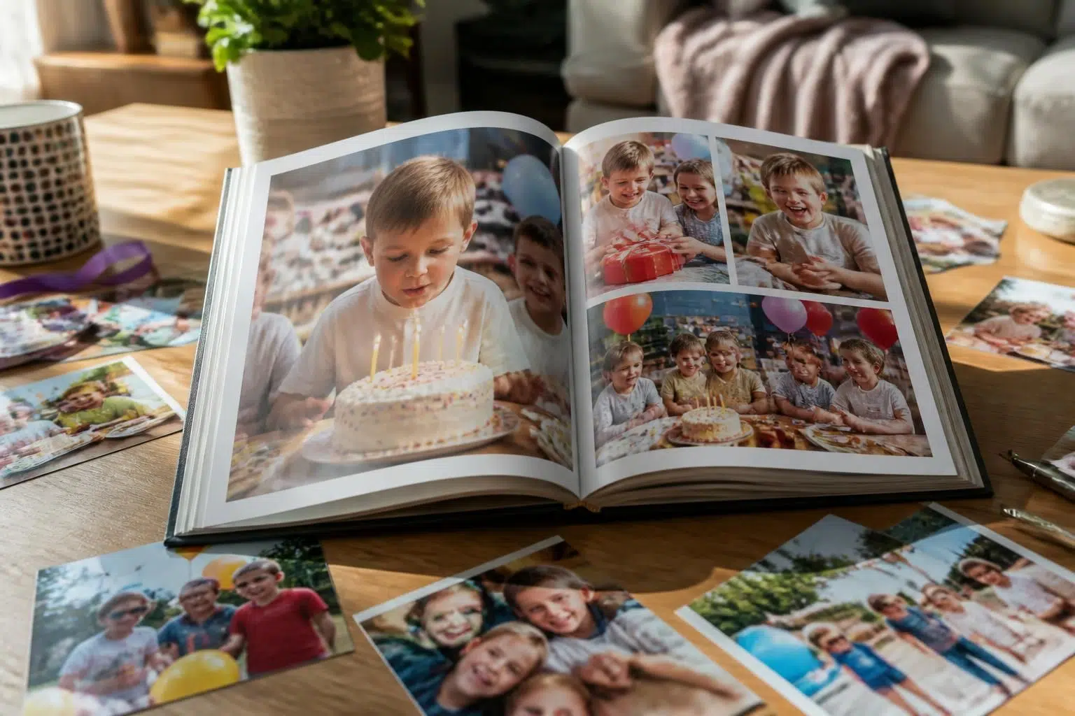 créez un album souvenir inoubliable pour l'anniversaire de votre enfant en transformant vos photos en un récit visuel touchant et personnalisé.
