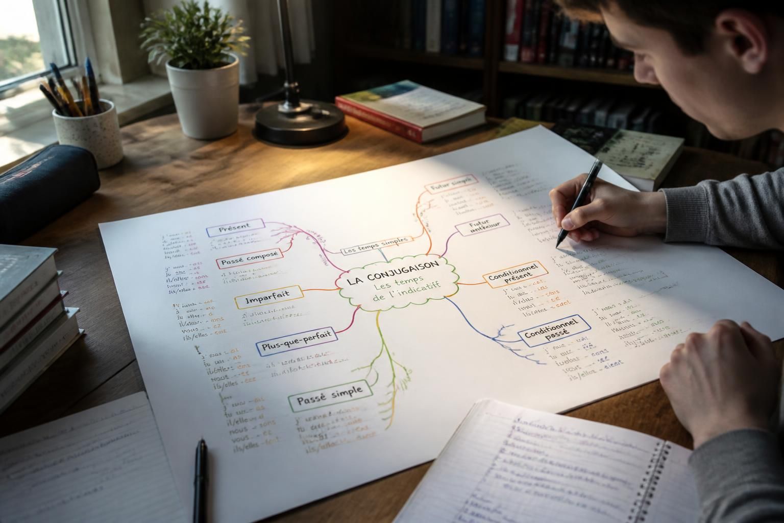 découvrez comment utiliser une carte mentale pour maîtriser la conjugaison de tous les temps et apprendre efficacement en français.